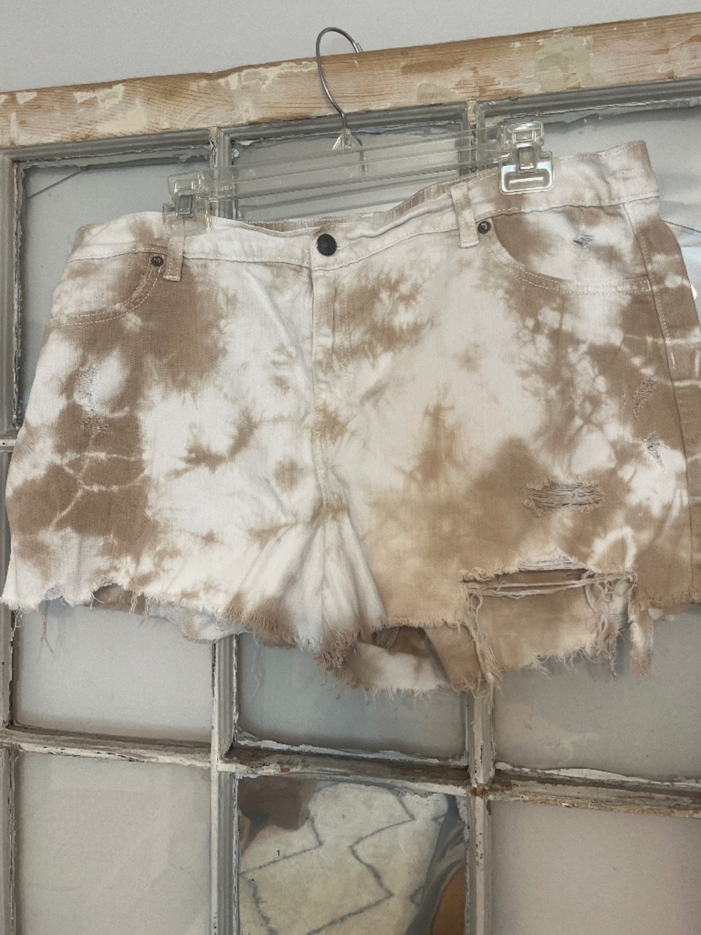 Distressed Tie Dye Denim Shorts